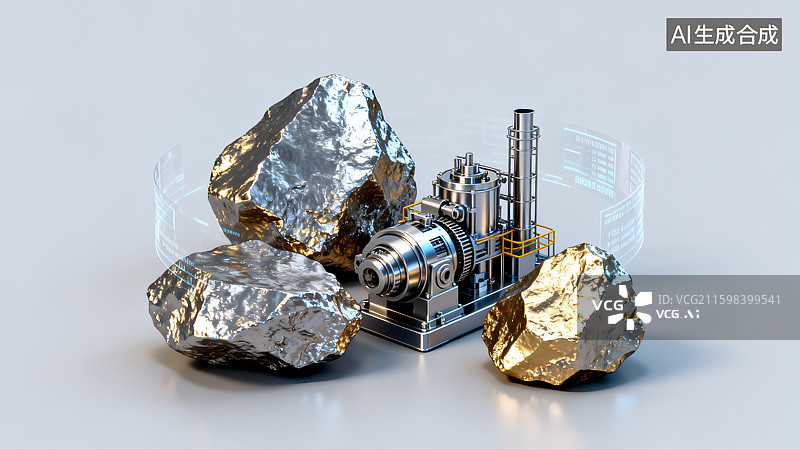 【AI数字艺术】稀土提炼，稀有金属的工业提纯提炼，工业化，矿产图片素材