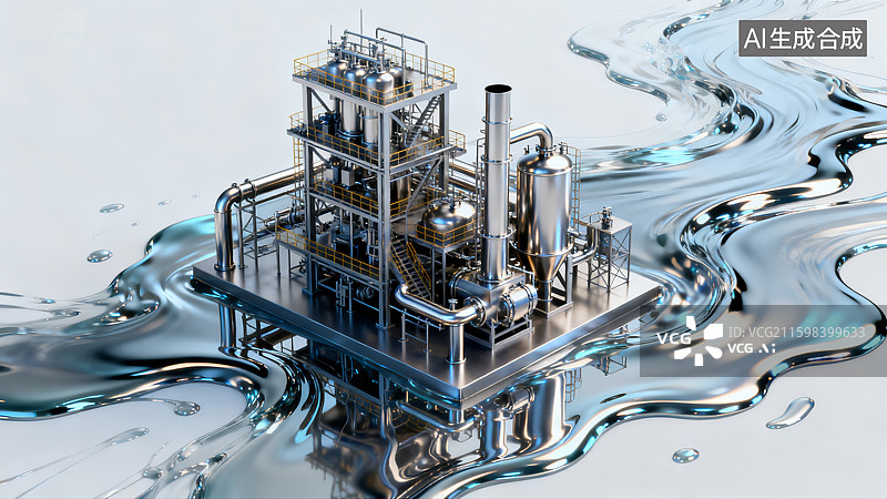 【AI数字艺术】稀土提炼，稀有金属的工业提纯提炼，工业化，矿产图片素材