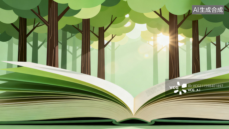 【AI数字艺术】翻开的书籍特写图图片素材