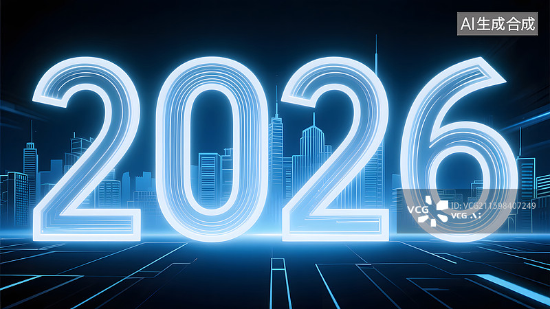 【AI数字艺术】2026年科技感数字城市背景图片素材