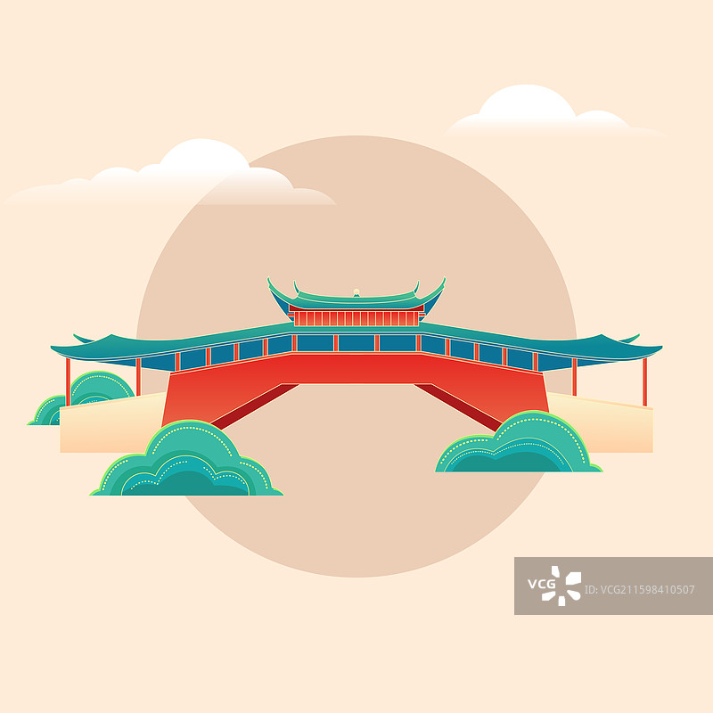 国风温州城市建筑矢量插画图片素材