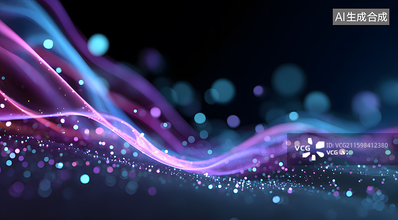 【AI数字艺术】紫色波浪发光曲线图片素材