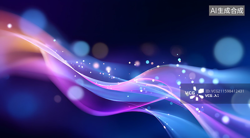 【AI数字艺术】紫色波浪发光曲线图片素材