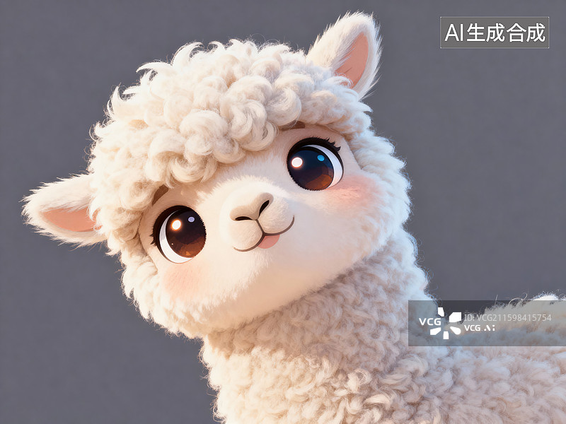 【AI数字艺术】卡通萌系羊驼 可爱动物插画图片素材
