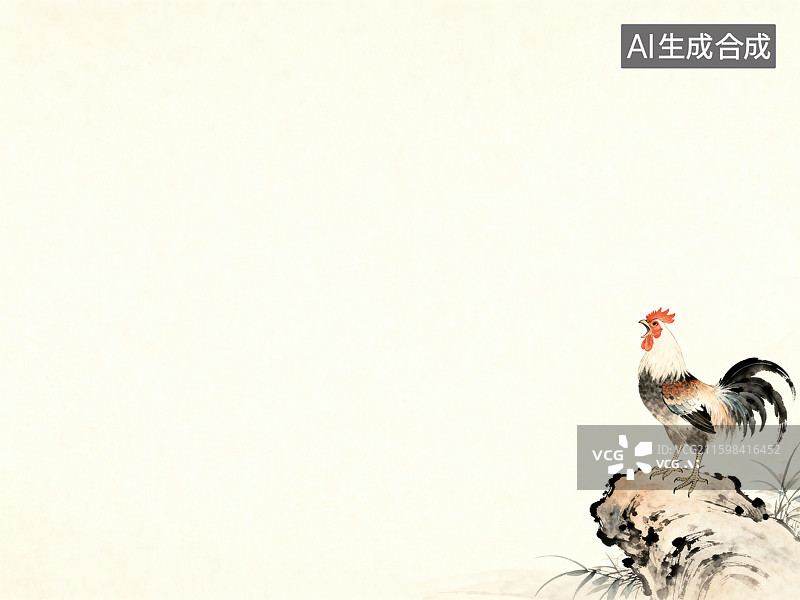 【AI数字艺术】传统国画风格的公鸡图片素材