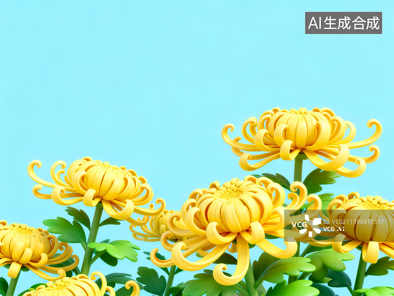 【AI数字艺术】清新盛放的黄色菊花背景图片素材