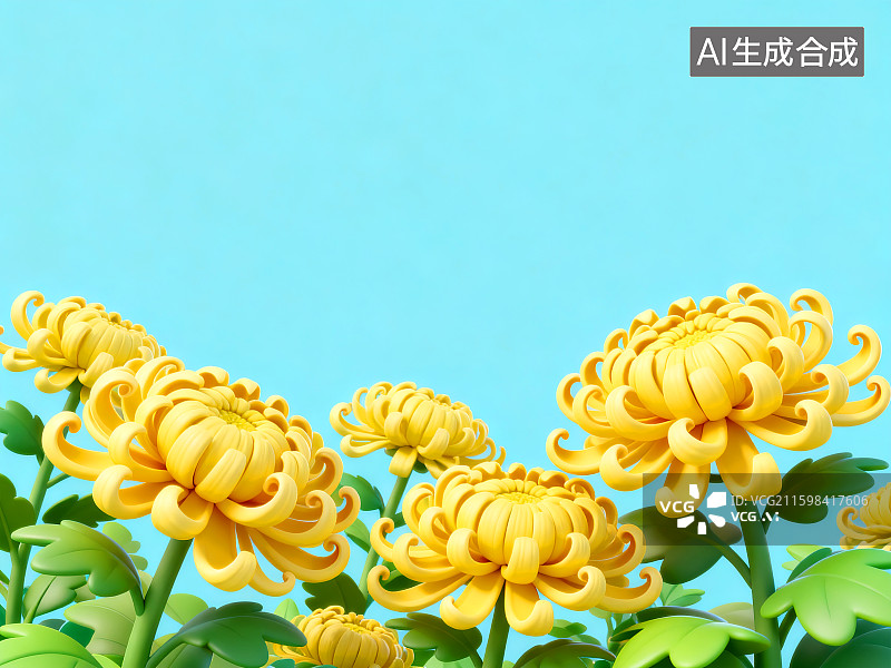 【AI数字艺术】清新盛放的黄色菊花背景图片素材