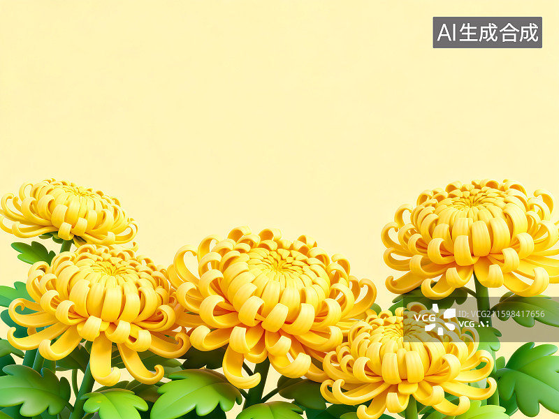 【AI数字艺术】清新盛放的黄色菊花背景图片素材