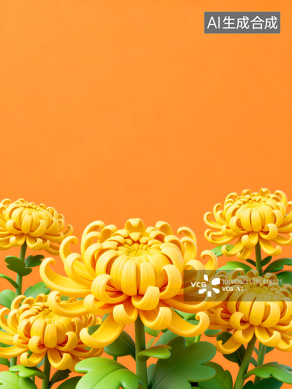【AI数字艺术】清新盛放的黄色菊花背景图片素材