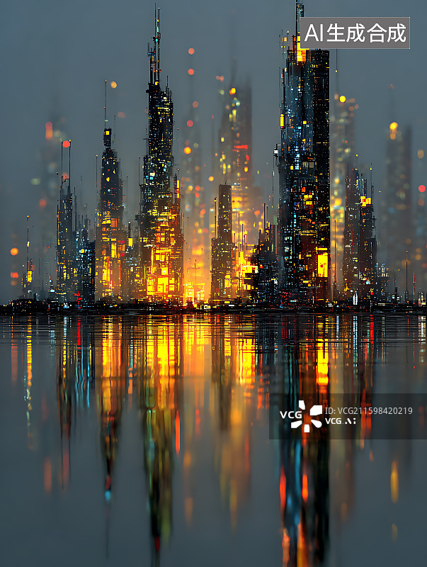 【AI数字艺术】智慧城市科技未来概念图片素材