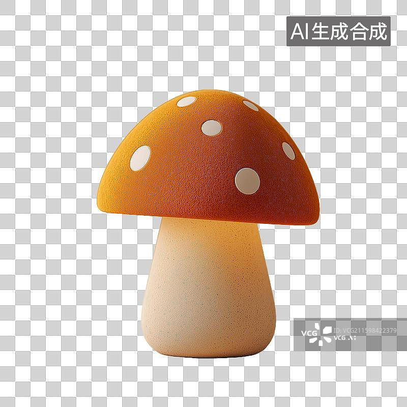 【AI数字艺术】橘色蘑菇立体造型图片素材
