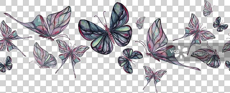 手绘水彩蝴蝶仙女翅膀宝石图片素材