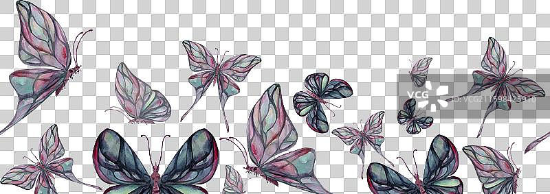 手绘水彩蝴蝶仙女翅膀宝石图片素材