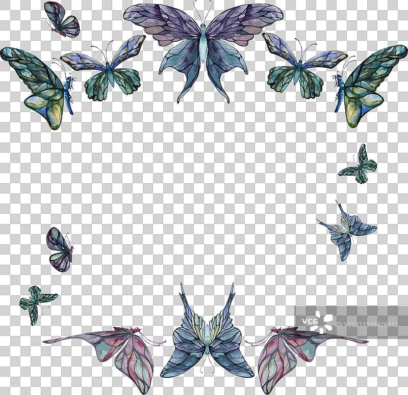 手绘水彩蝴蝶仙女翅膀宝石图片素材
