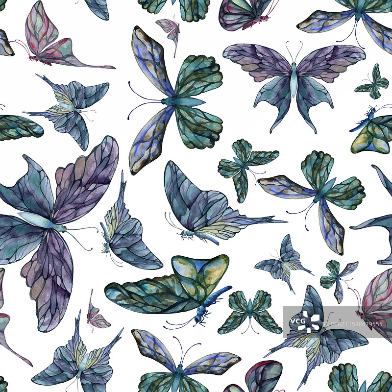 手绘水彩蝴蝶仙子翅膀宝石图片素材