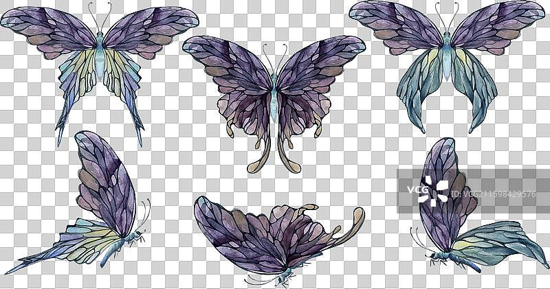 手绘水彩蝴蝶仙子翅膀宝石图片素材