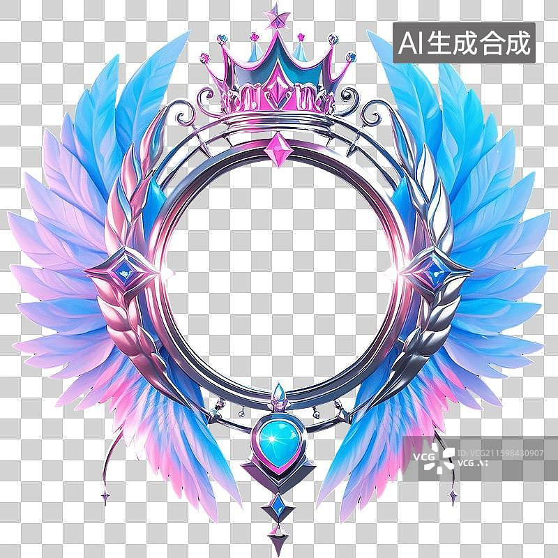 【AI数字艺术】游戏华丽炫彩羽毛头像框图片素材