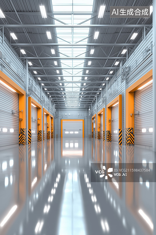 【AI数字艺术】现代化工业厂房内部图片素材