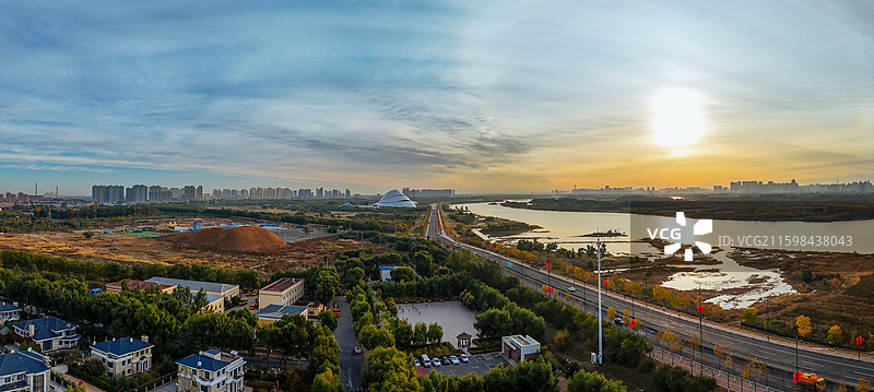 哈尔滨 松北区 松北大道 融创茂 太阳岛 航拍图片素材