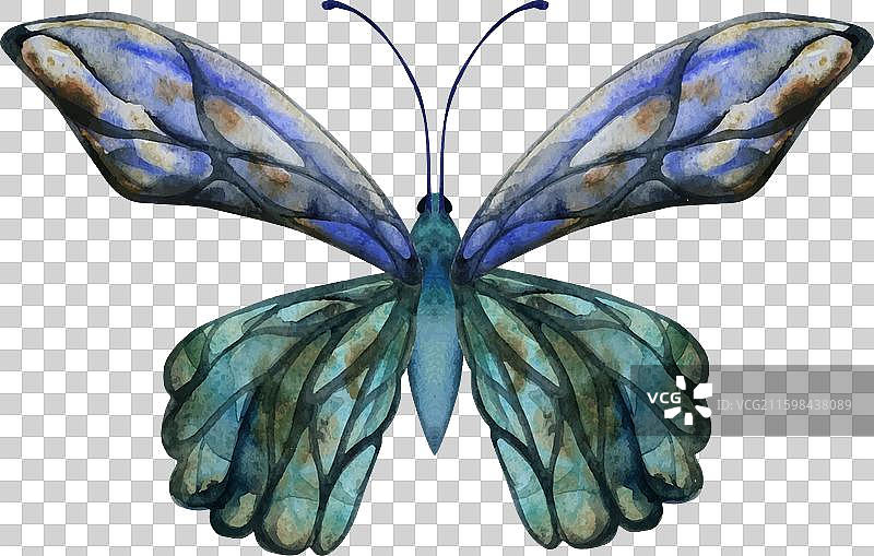 手绘水彩蝴蝶仙子翅膀宝石图片素材