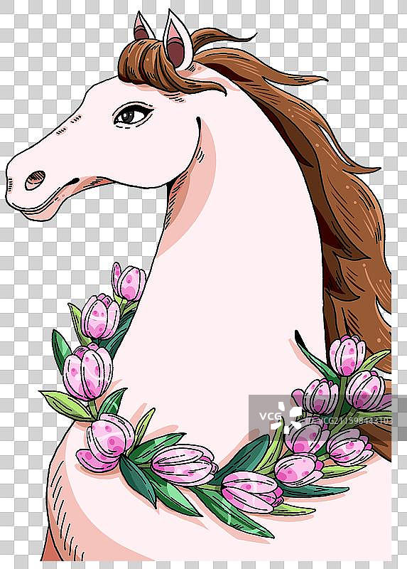 戴花环的白马图片素材