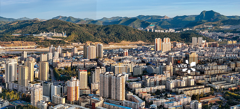 本溪市 明山区 枫叶广场 富虹商场 太子河 金山公园 航拍图片素材
