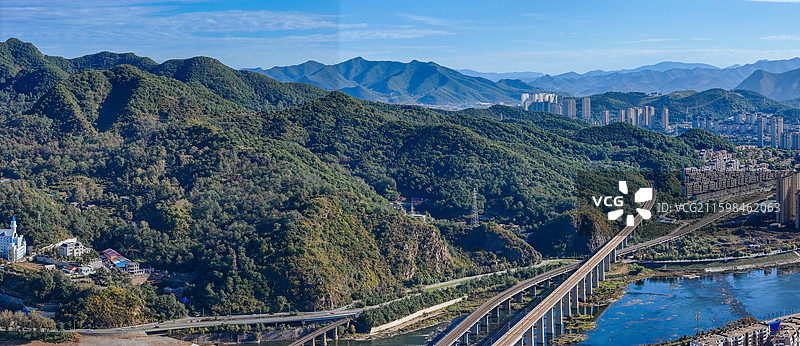 本溪市 明山区 枫叶广场 富虹商场 太子河 金山公园 航拍图片素材