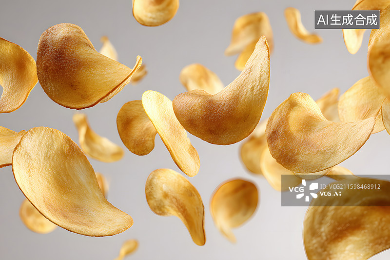 【AI数字艺术】薯片飘散背景图片素材