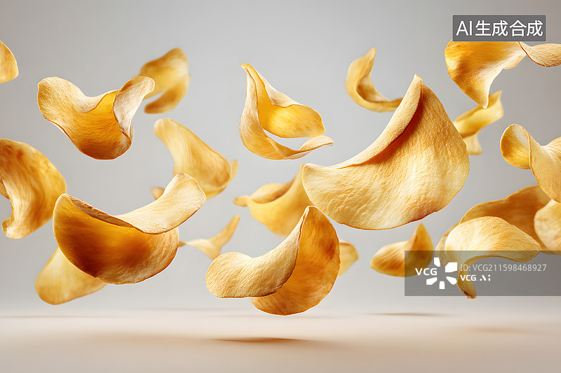 【AI数字艺术】薯片飘散背景图片素材