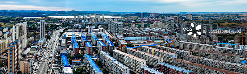 宾县 永贵村 迎宾大道 二龙湖 航拍图片素材