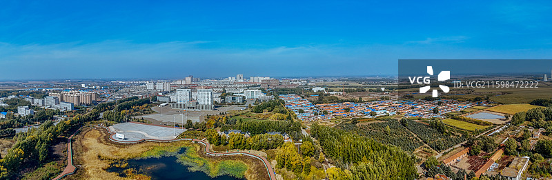 富裕县 人才公园 富裕镇 城市  航拍图片素材