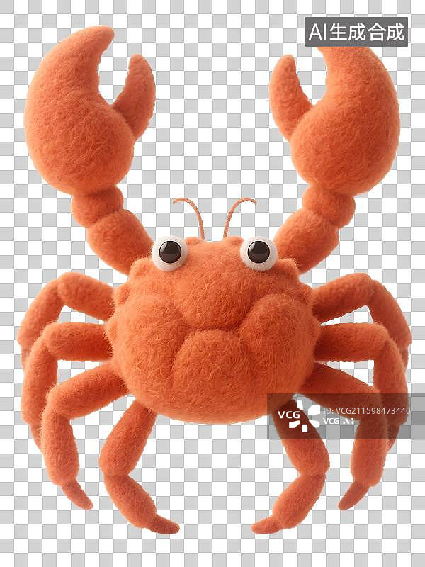 【AI数字艺术】AIGC：3D卡通羊毛毡风格螃蟹大闸蟹图片素材