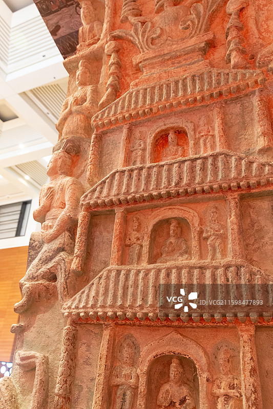 中国国家博物馆盛世修典“中国历代绘画大系”成果展 云冈石窟第8窟南壁文殊问疾屋形龛图片素材