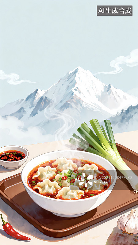 【AI数字艺术】冬至饺子传统美食国风水饺插画图片素材