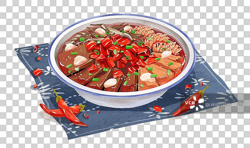 重庆特色美食之 毛血旺 插画图片素材