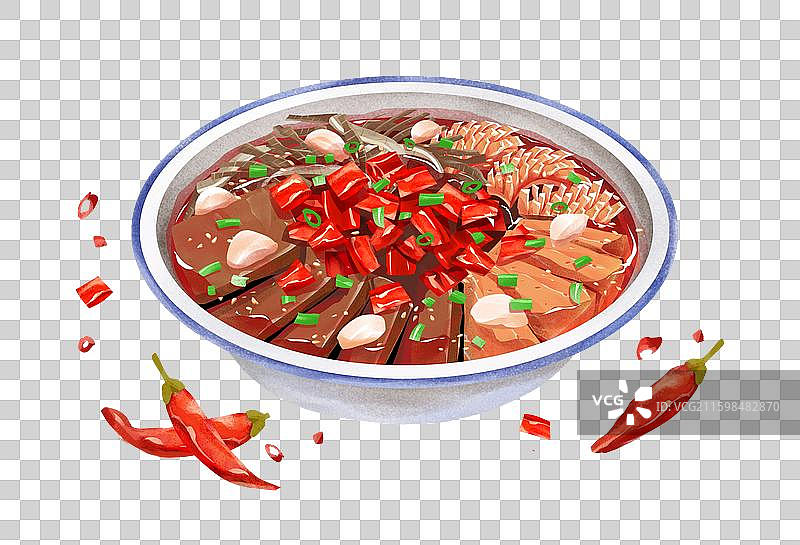重庆特色美食之 毛血旺 插画图片素材