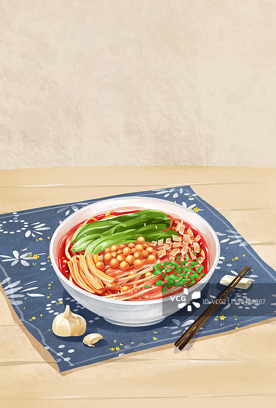 重庆特色美食小吃之 酸辣粉 插画图片素材