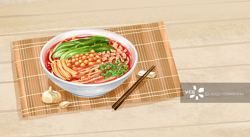 重庆特色美食小吃之 酸辣粉 插画图片素材