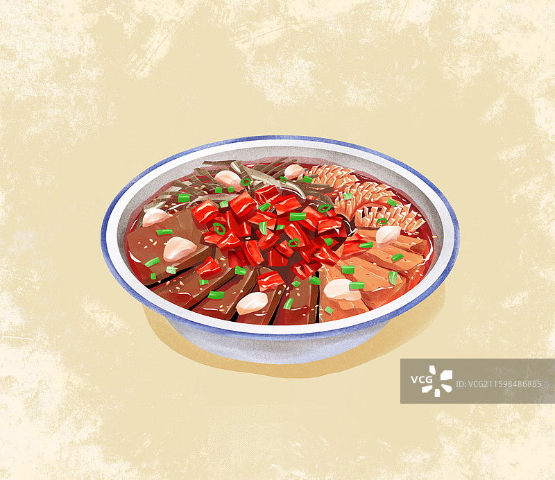重庆特色美食之 毛血旺 插画图片素材