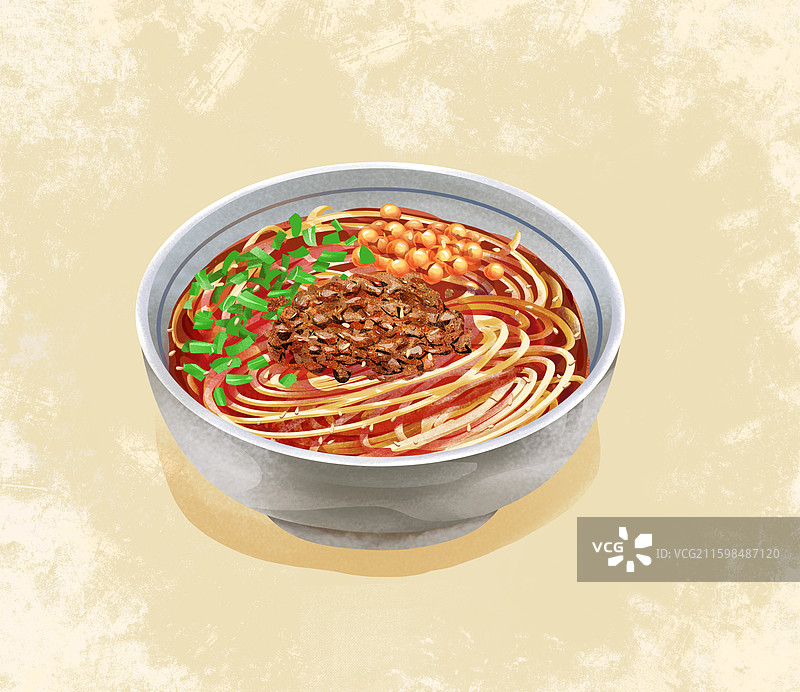 重庆特色美食小吃之 重庆小面 插画图片素材
