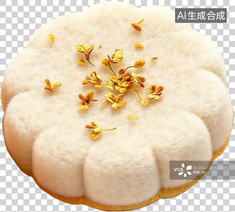 【AI数字艺术】毛毡毛绒质感3d立体秋天元素桂花糕圆形图片素材