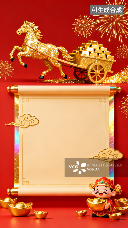 【AI数字艺术】2026年马年春节海报背景图片素材