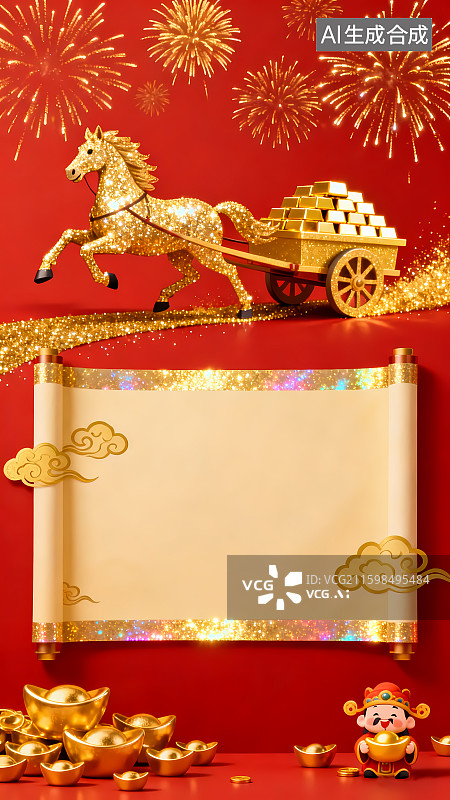【AI数字艺术】2026年马年春节海报背景图片素材