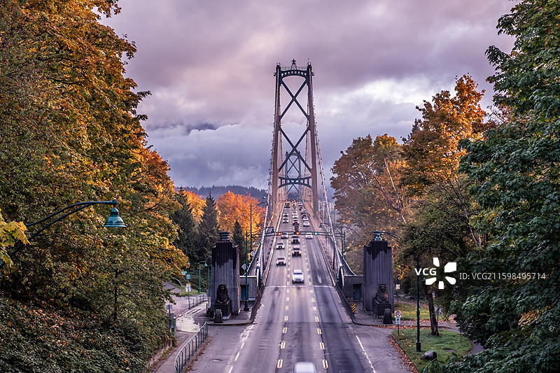 温哥华狮门桥秋色图片素材
