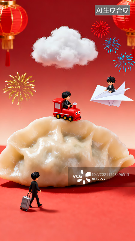 【AI数字艺术】春运回家归乡春节放假通知背景图片素材