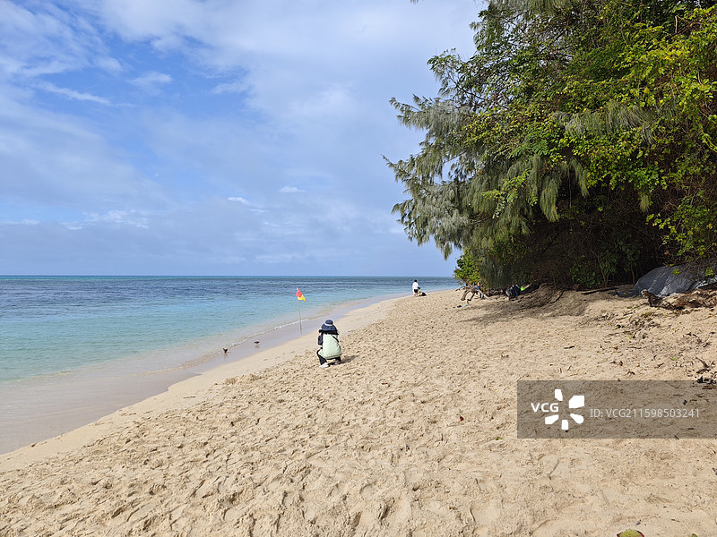 夏日纯净澳大利亚绿岛沙滩无人背景4K图片素材