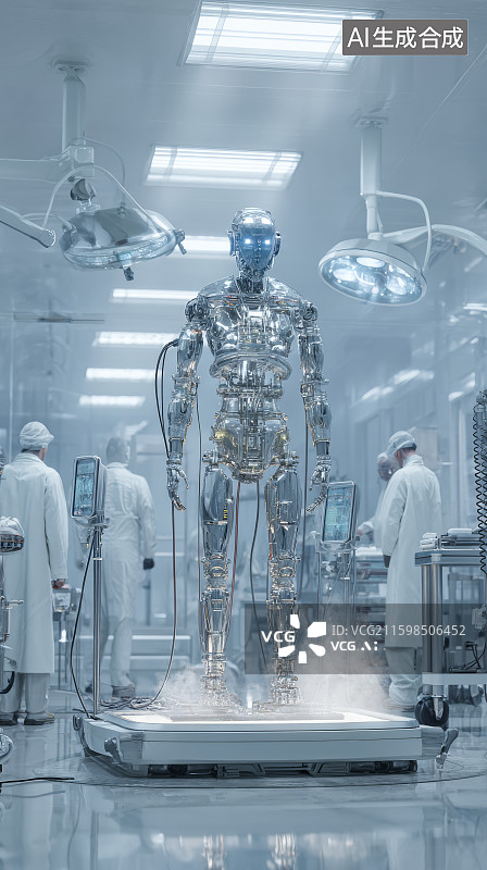 【AI数字艺术】站立中的人形机器人图片素材