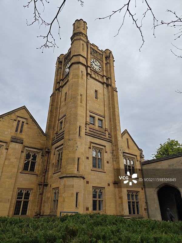 澳大利亚墨尔本大学校园4K无人名校诺贝尔图片素材