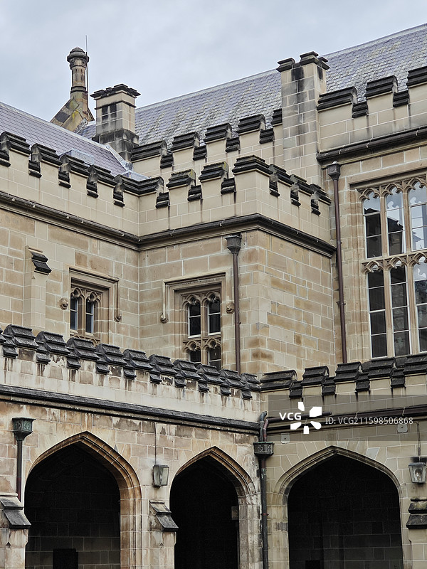 澳大利亚墨尔本大学校园4K无人名校诺贝尔图片素材