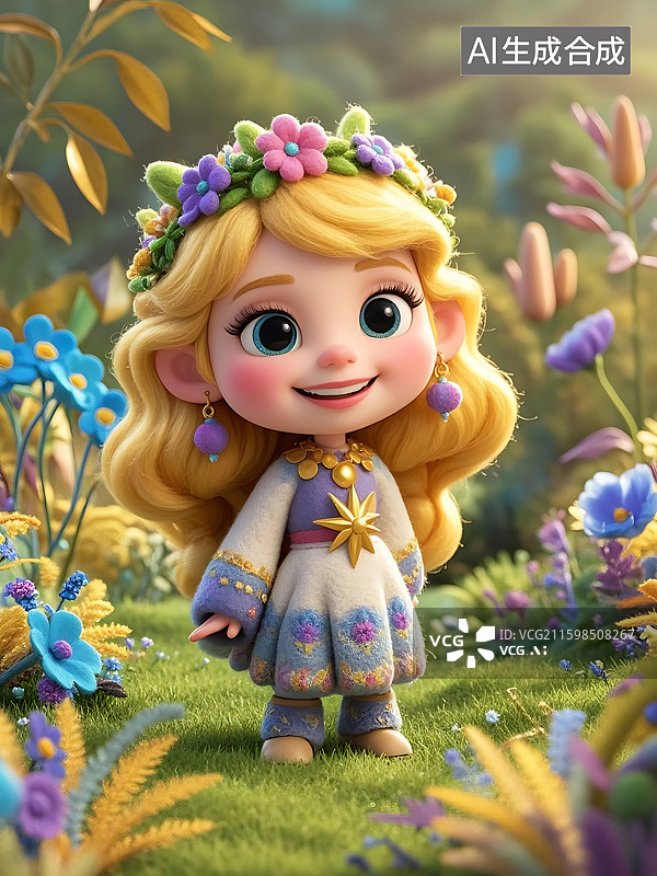【AI数字艺术】可爱的花仙子女孩图片素材